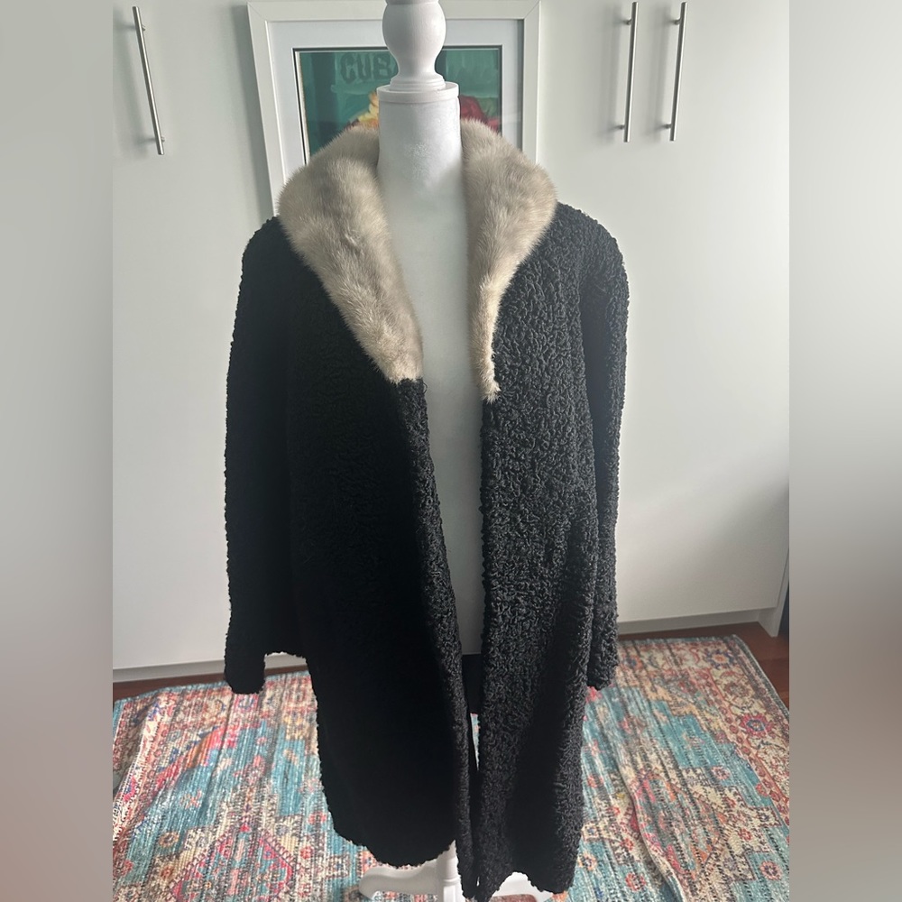 Vintage Anis Fur Astrakhan And Mink Coat Circa 1950’s